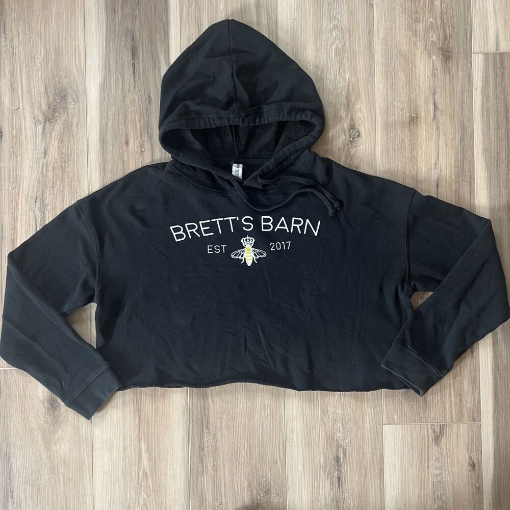 Girls Black Long Sleeve Brett's Bee Barn Bee Athletic Crop Sweatshirt Hoodie med